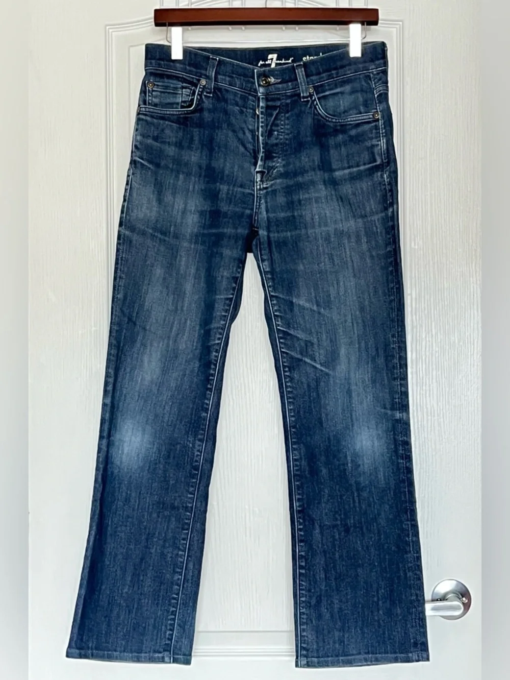 7 For All Mankind Kimmie Straight Leg Jeans Blue Sz 29 Classic Casual Minimalist - Picture 1 of 16